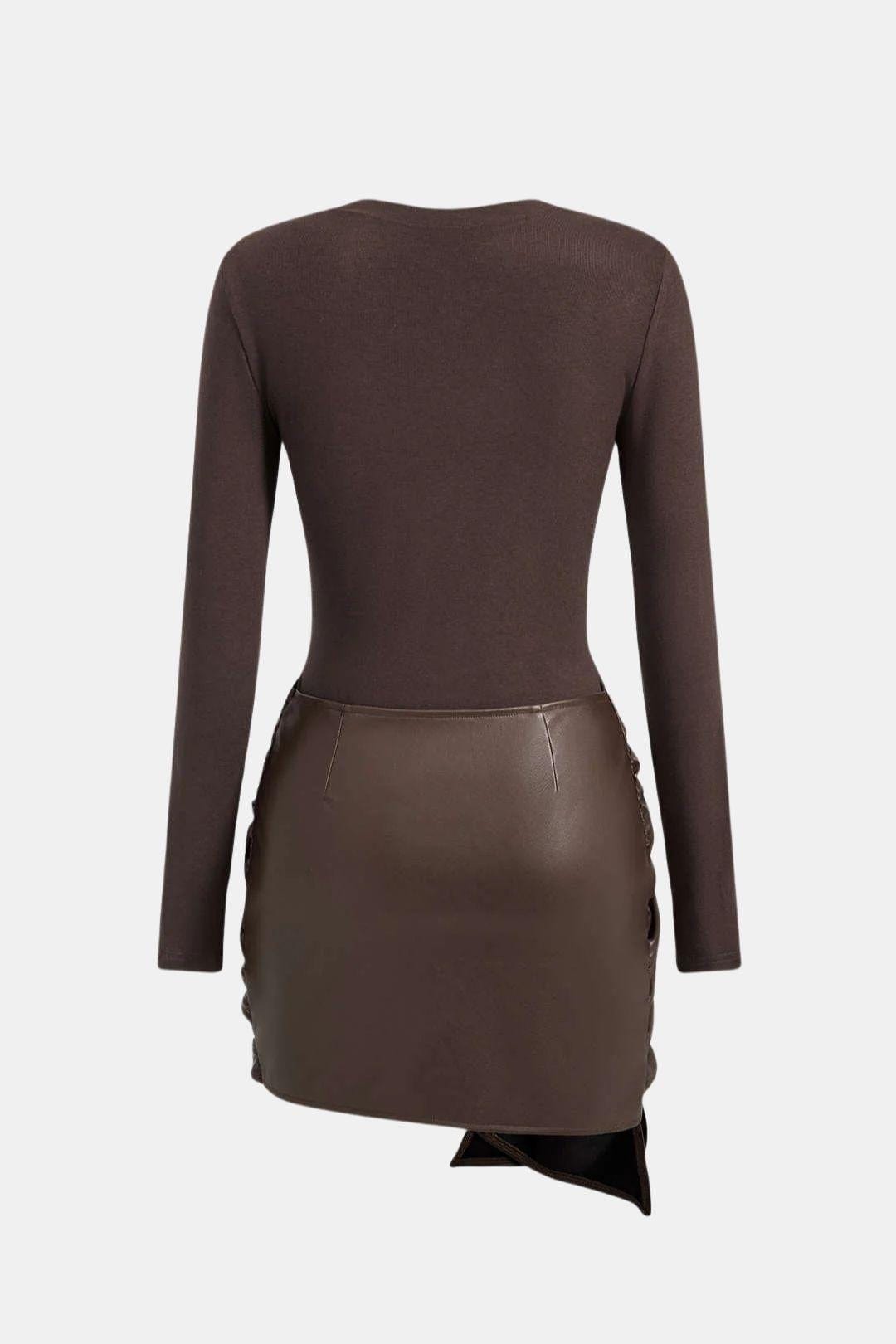 Robe Mini Femme Ajustée – Détail Noué sur le Devant
