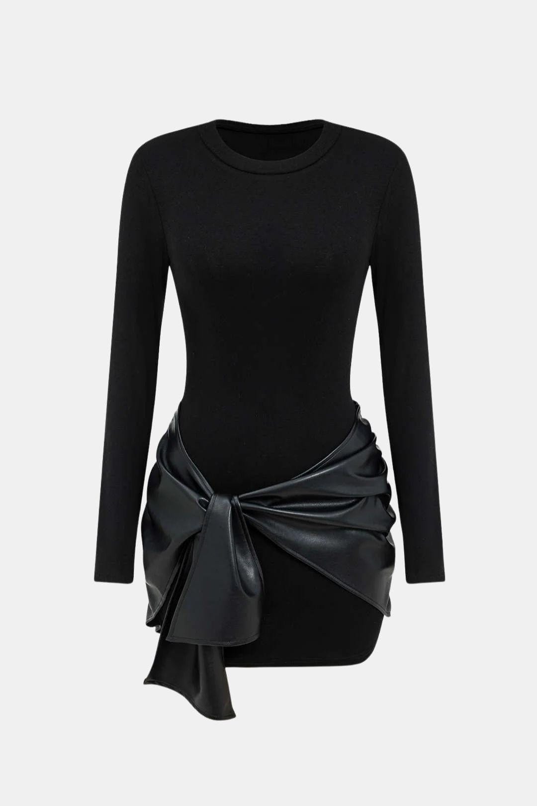Robe Mini Femme Ajustée – Détail Noué sur le Devant
