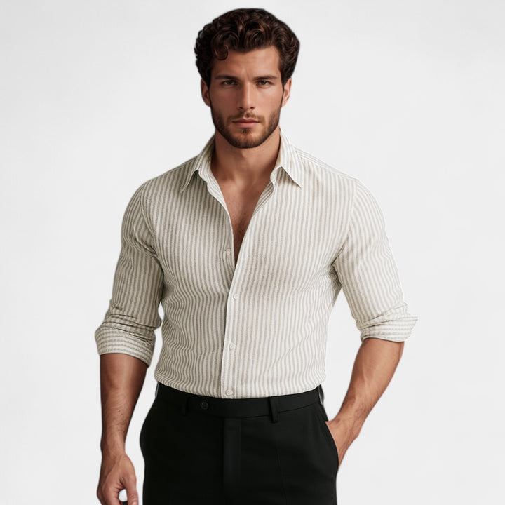 Camicia in cotone a righe - Vestibilità Riviera