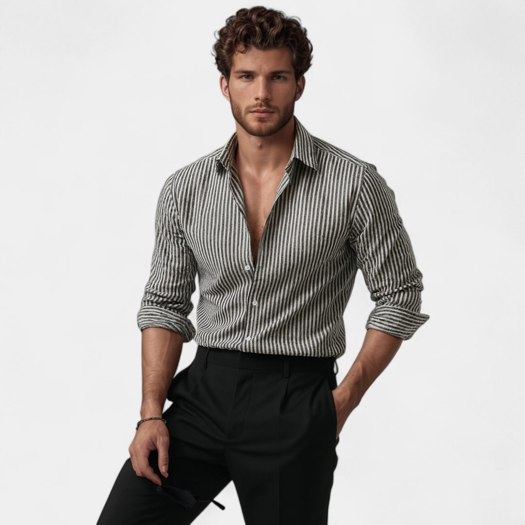 Camicia in cotone a righe - Vestibilità Riviera