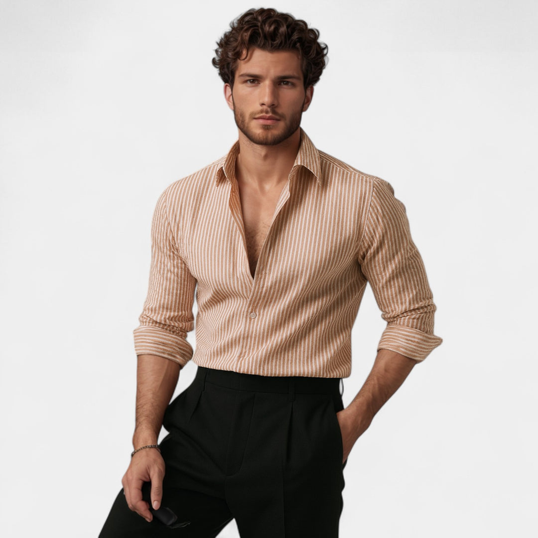 Camicia in cotone a righe - Vestibilità Riviera