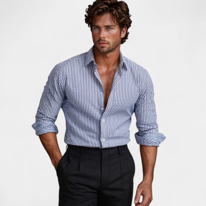 Camicia in cotone a righe - Vestibilità Riviera