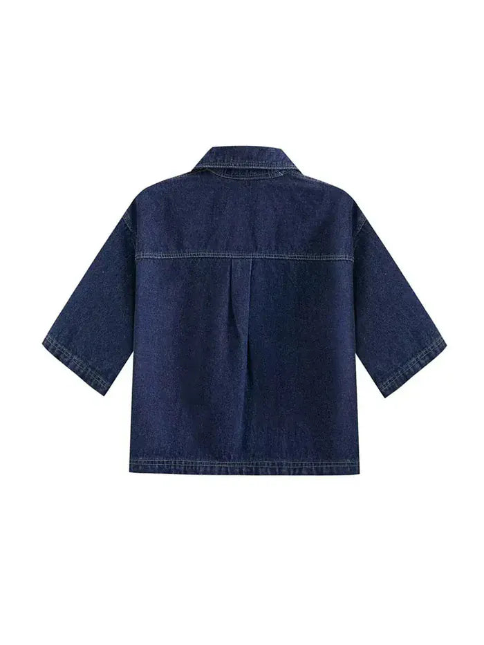 Completo Due Pezzi Donna in Jeans – Camicia Crop & Gonna Pantalone Asimmetrica