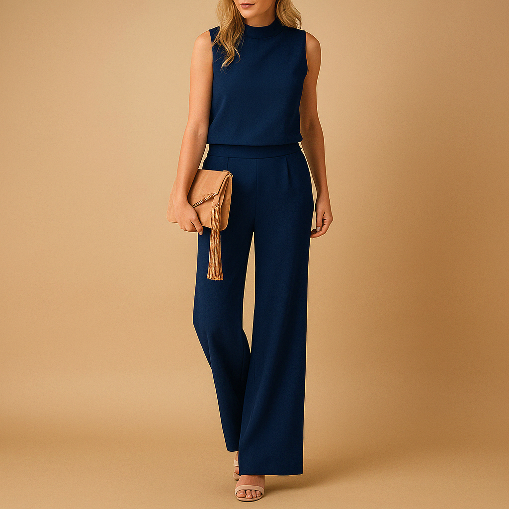 Dame Ærmeløs Jumpsuit med Vide Ben – Let Stof, Afslappet Pasform