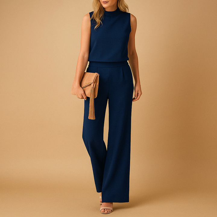 Dame Ærmeløs Jumpsuit med Vide Ben – Let Stof, Afslappet Pasform