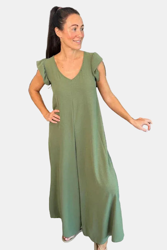 Combinaison Maxi Femme Sans Manches – Silhouette Fluide en A