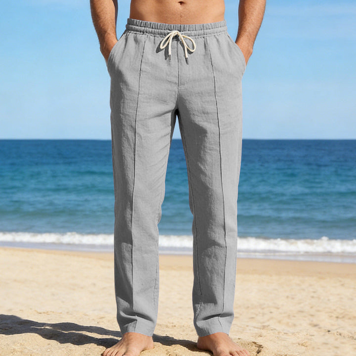 Herren Relaxhose aus Leinen – Gerade Passform mit Elastischem Bund
