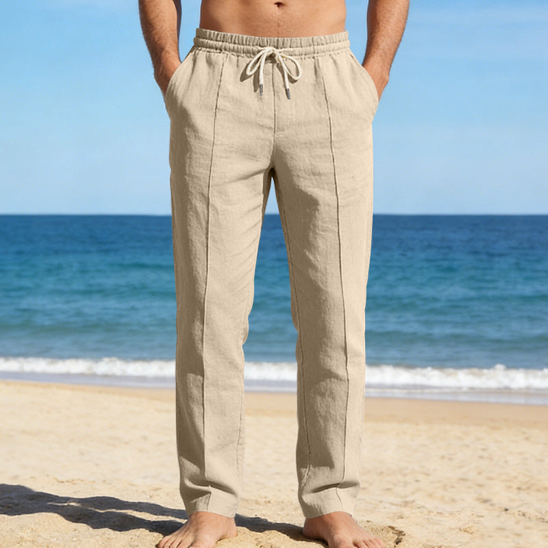 Herren Relaxhose aus Leinen – Gerade Passform mit Elastischem Bund