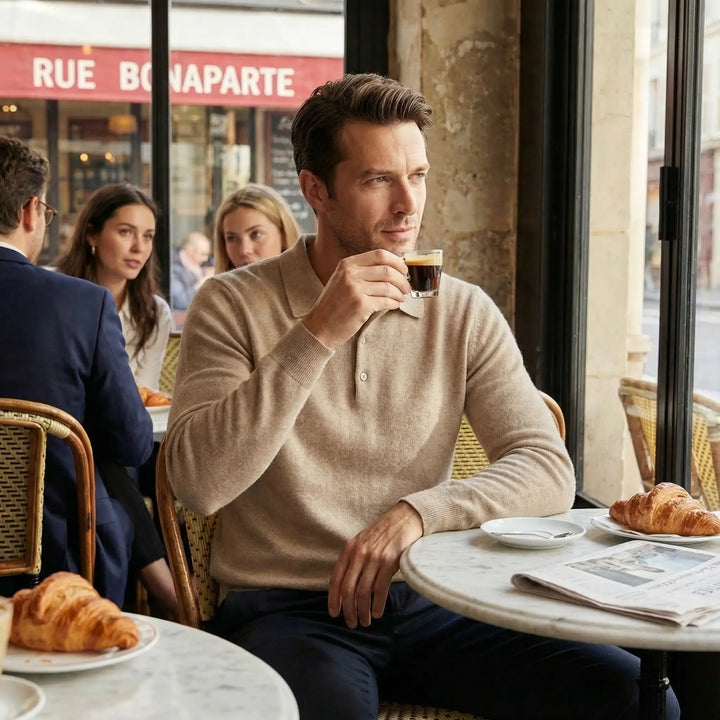 Polo uomo in cashmere maniche lunghe – Eleganza casual raffinata