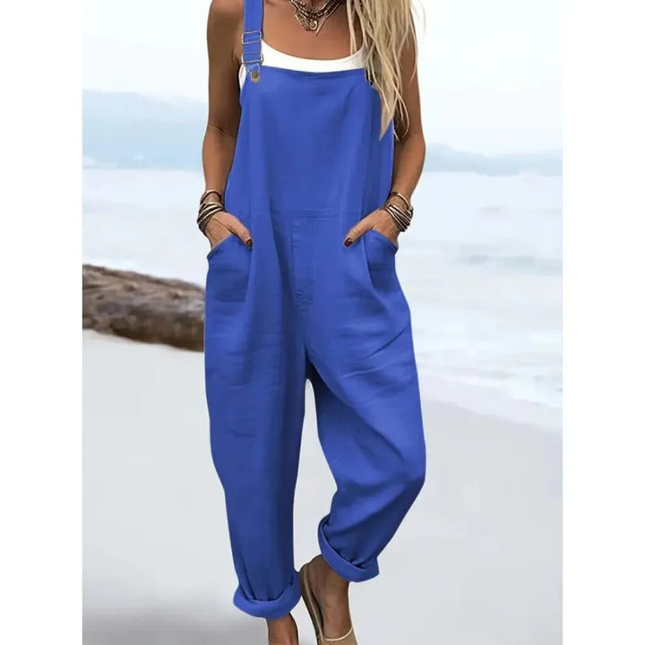 Damen-Jumpsuit mit weiter Passform – künstlerischer Retro-Print