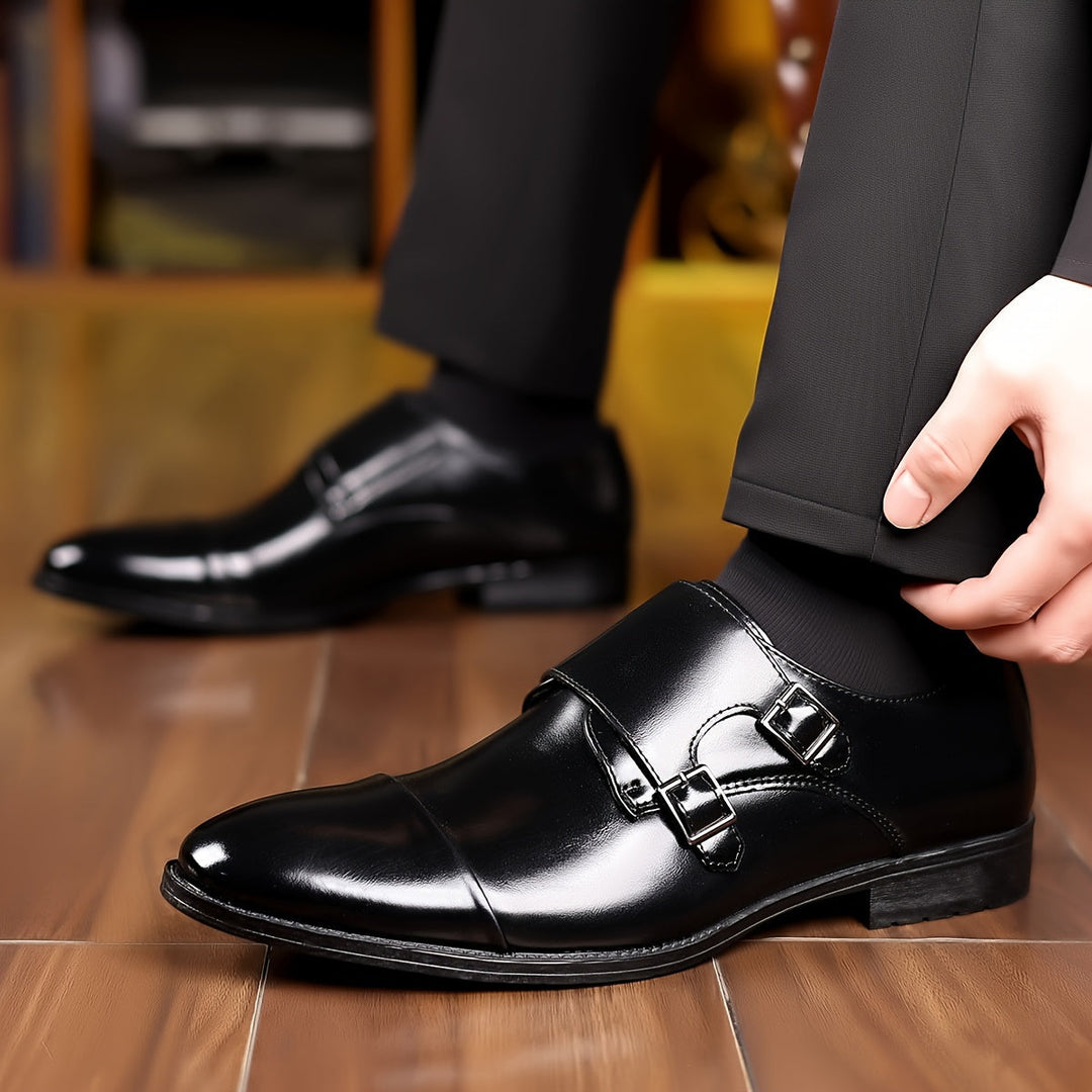 Herren Elegante Lederschuhe mit Doppel-Mönchriemen – Feine Formelle Schnallen