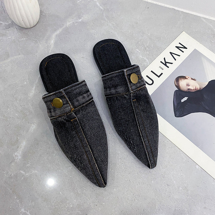 Mocassini piatti da donna con finitura denim – Punta appuntita stile slip-on