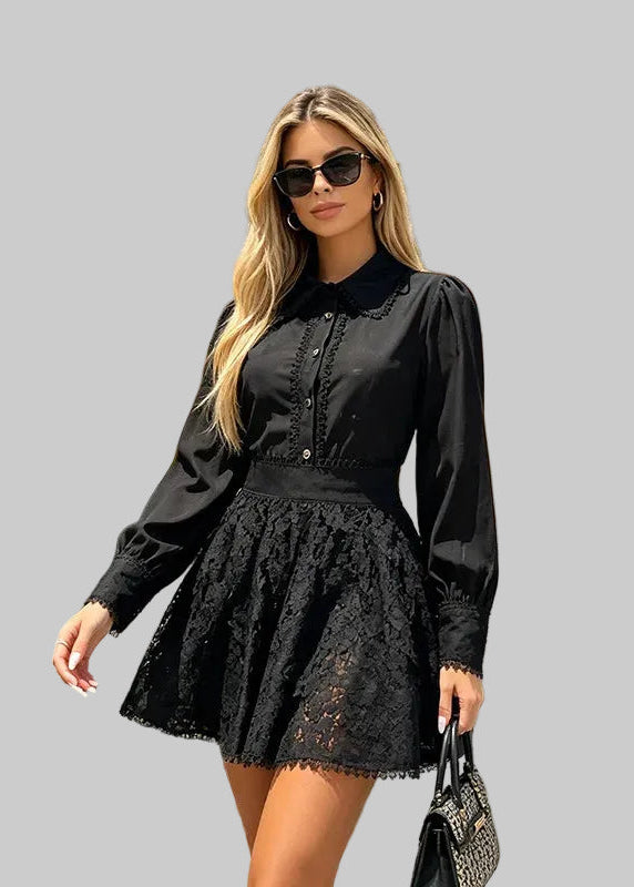 Damen-Set aus Bluse und Rock – Passender floraler Lochstickerei-Rock