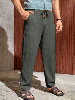 Herren Hose aus Leinenmischung mit Kordelzug – Gerade Passform, Leichte Textur