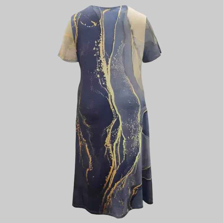 Robe Midi Femme Imprimée – Coupe Ample Tissu Fluide