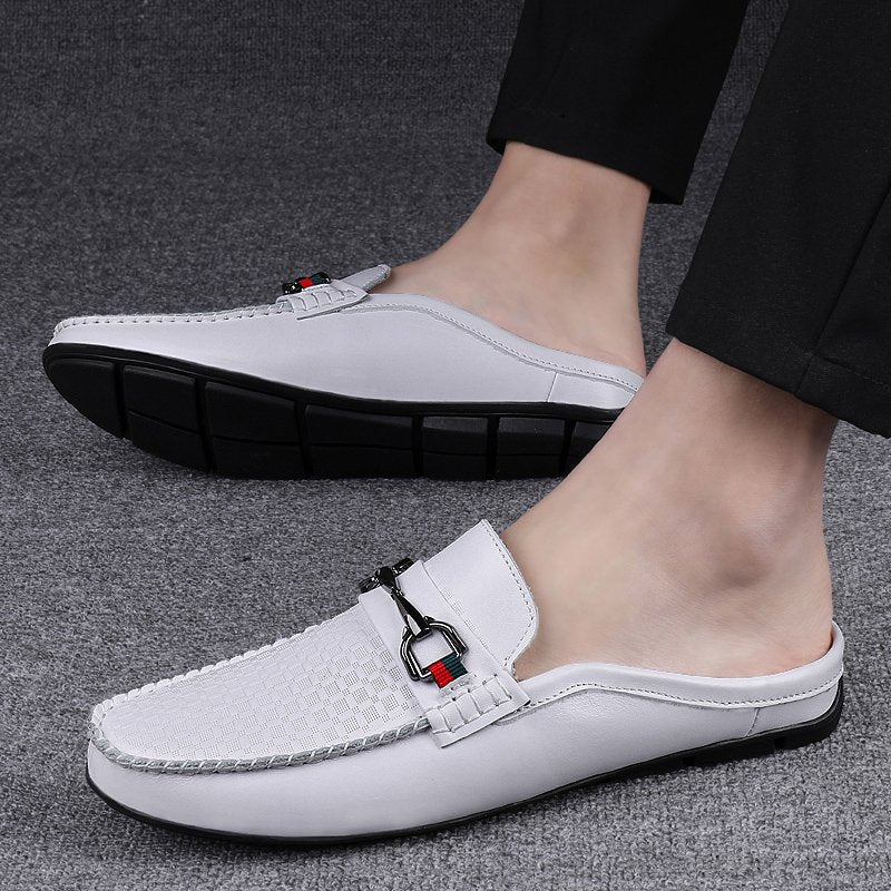 Mocassini mule uomo in pelle di vitello – Slip-on retrò senza retro