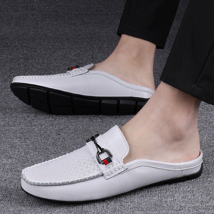Mocassini mule uomo in pelle di vitello – Slip-on retrò senza retro