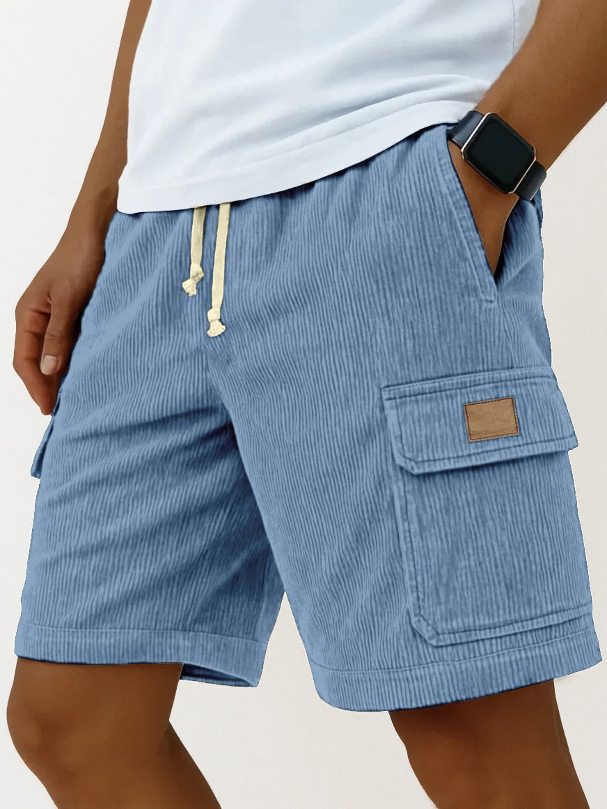 Short Cargo Homme en Velours Côtelé – Taille Élastiquée avec Cordon