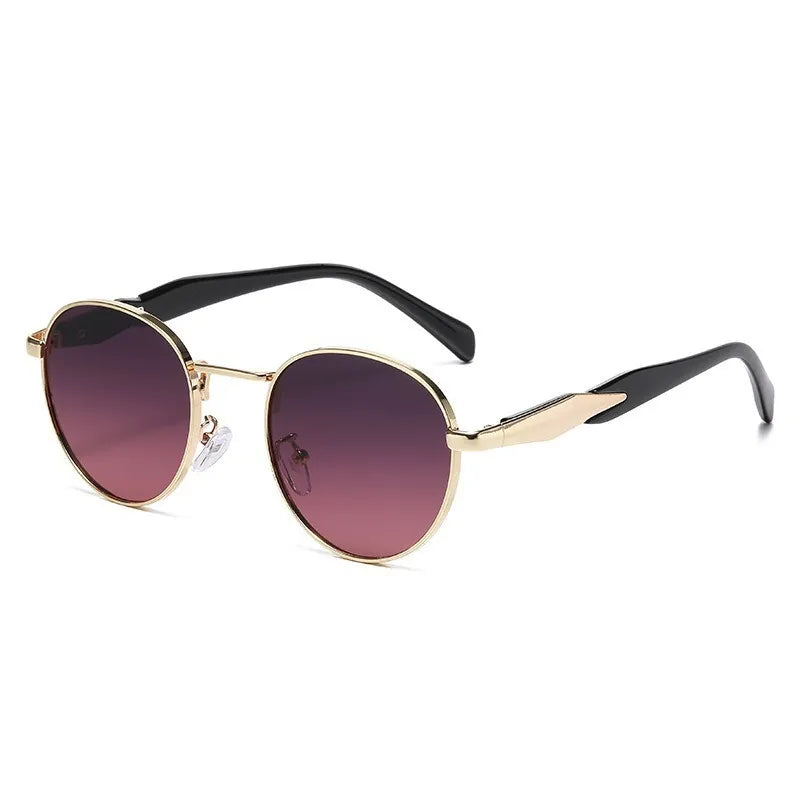 Runde Damen-Sonnenbrille – Metallgestell UV-Schutz