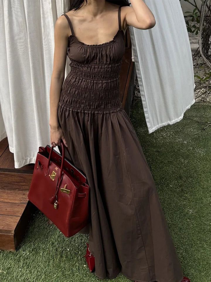 Women's Long Pleated Dress – Fluid and Elegant Silhouette