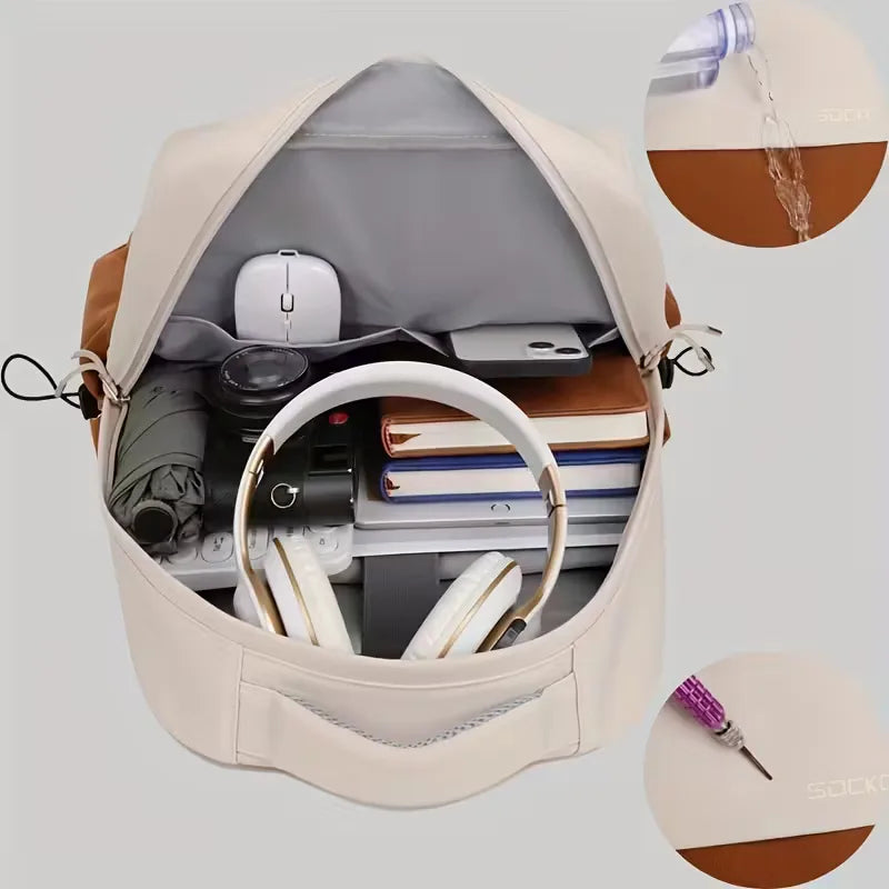 Unisex Rucksack aus wasserdichtem Oxford-Gewebe – zweifarbig mit gepolsterten Trägern