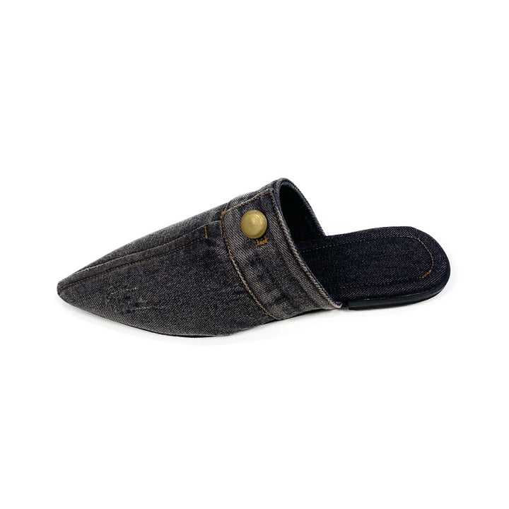 Mocassini piatti da donna con finitura denim – Punta appuntita stile slip-on