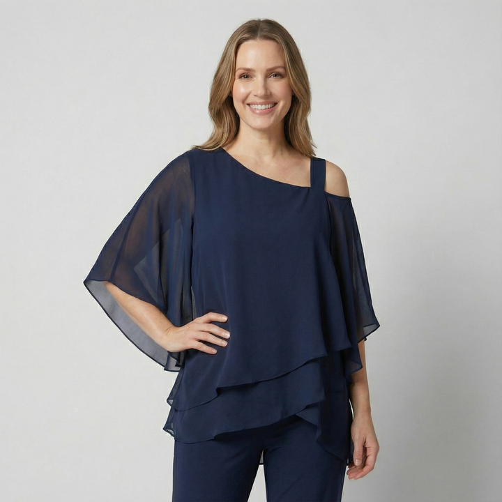 Ensemble Oberteil mit Fledermausärmeln und Hose für Damen – Fließender Schnitt