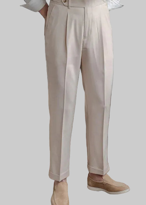 Men's High-Waisted Straight Cut Pants – Lightweight and Breathable