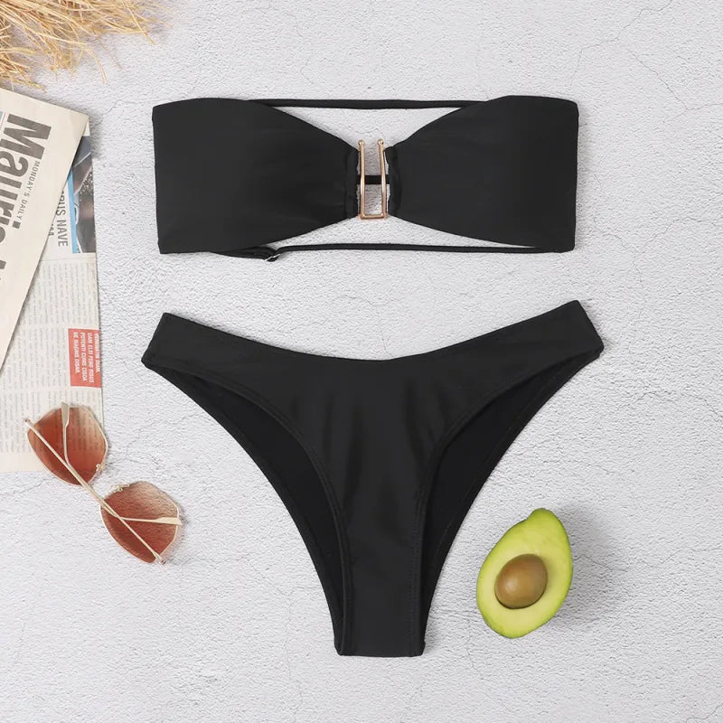 Women's Strapless Bandeau Bikini – U-Bar Detail and Modern Cut