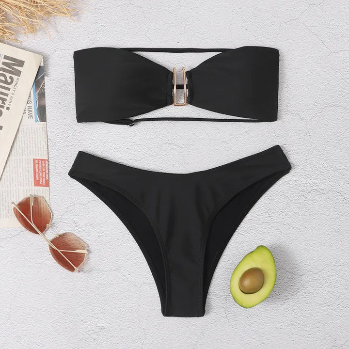 Women's Strapless Bandeau Bikini – U-Bar Detail and Modern Cut