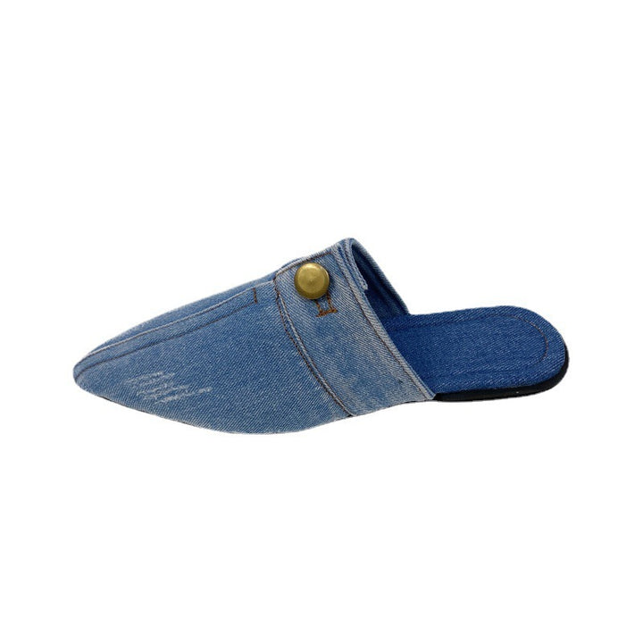 Mocassini piatti da donna con finitura denim – Punta appuntita stile slip-on