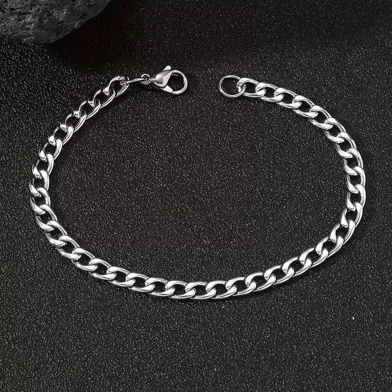 Bracelet Homme Maille Cubaine – Acier Titane Poli Électrodéposé