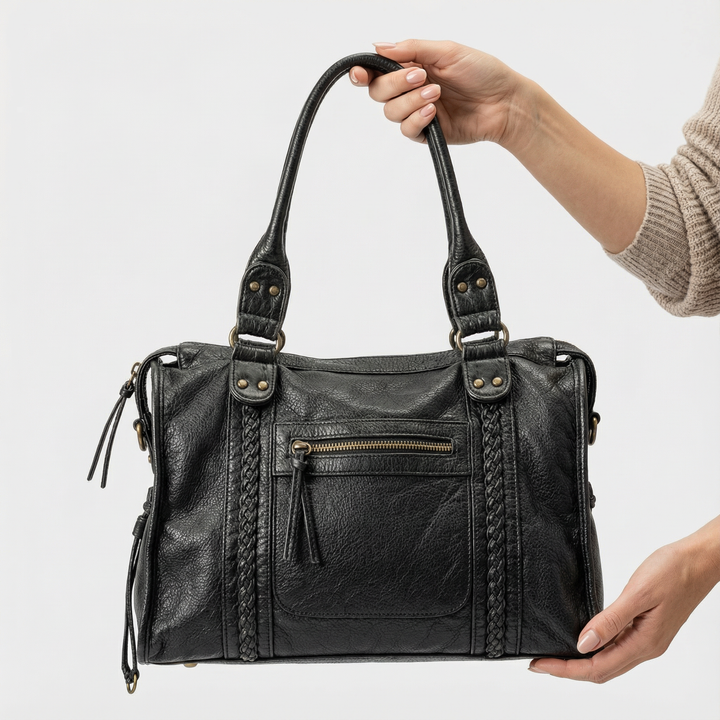 Damentasche aus echtem Leder – Geflochtenes Detail