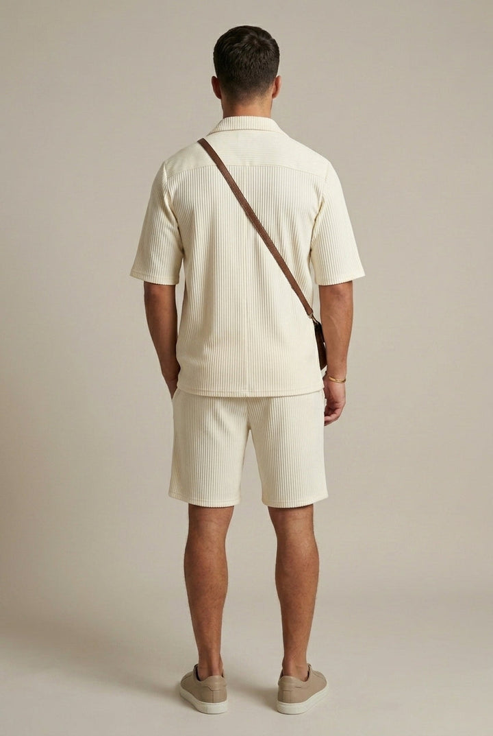 Completo Uomo Due Pezzi Costellato – Camicia a Maniche Corte e Pantaloni con Coulisse