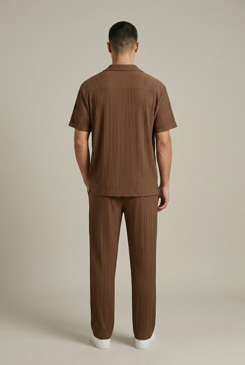 Completo Uomo Due Pezzi – Camicia Testurizzata e Pantaloni con Coulisse