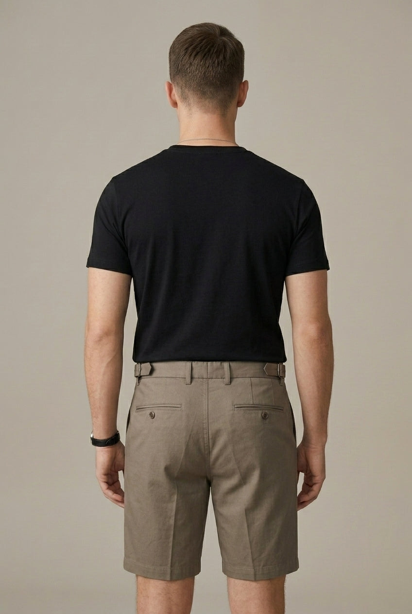 Men's Short Chino Suit – Belt and Front Crease Pleat