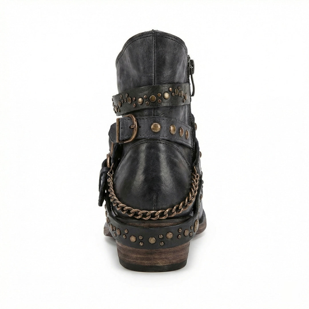 Bottines Femme Vintage à Chaîne – Allure Rétro