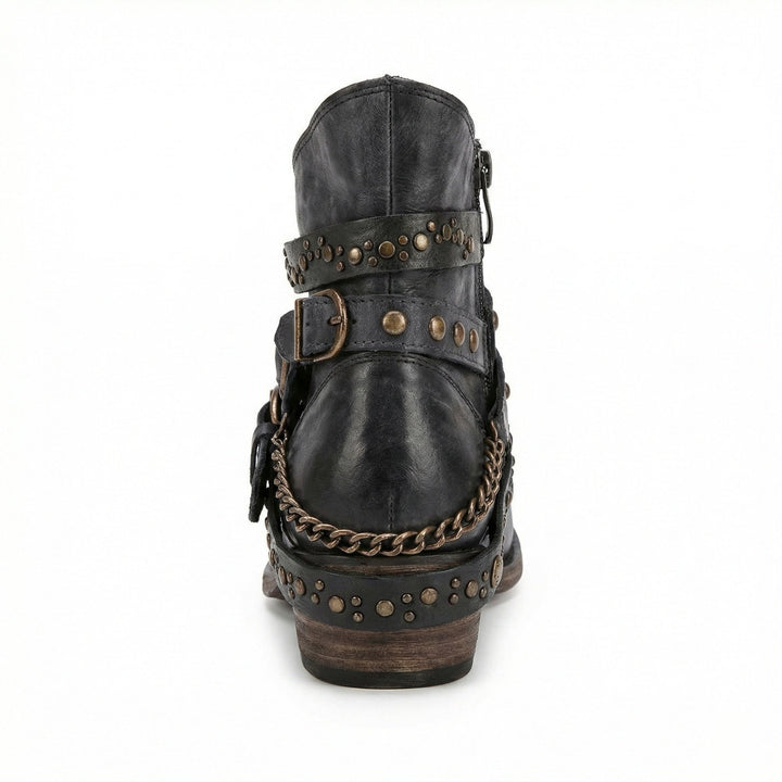 Bottines Femme Vintage à Chaîne – Allure Rétro