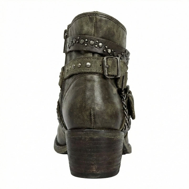 Bottines Femme Vintage à Chaîne – Allure Rétro