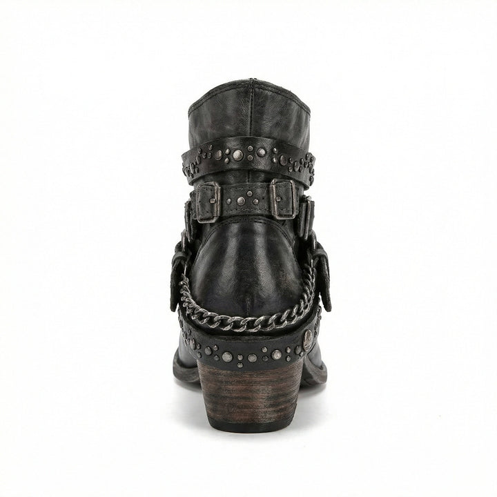Bottines Femme Vintage à Chaîne – Allure Rétro