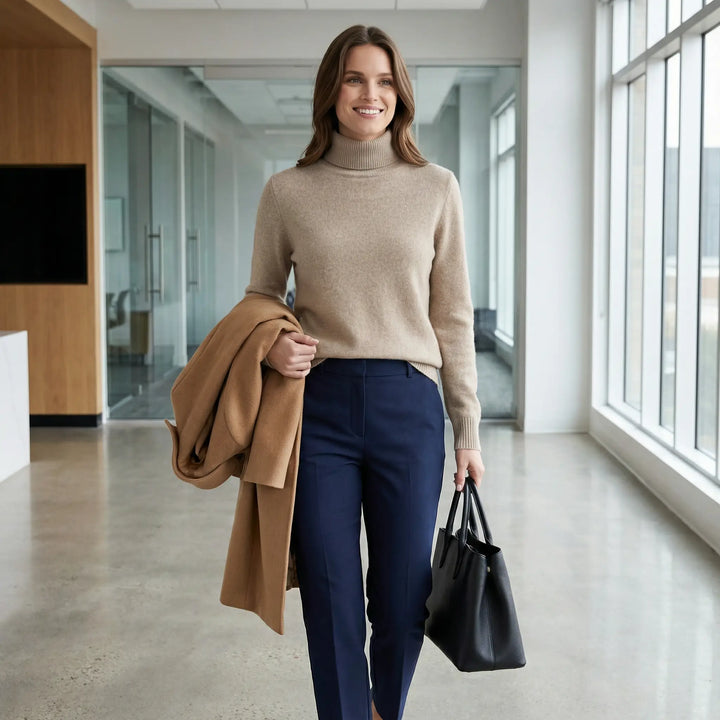 Riche | Damen Rollkragenpullover aus gestrickter Wolle