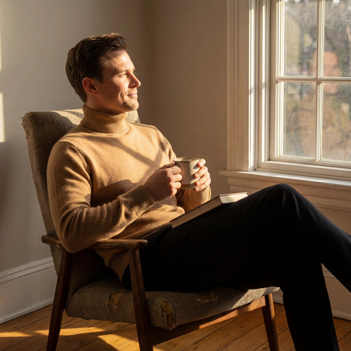Herren-Rollkragenpullover mit Wollfutter – dicke Samtoptik