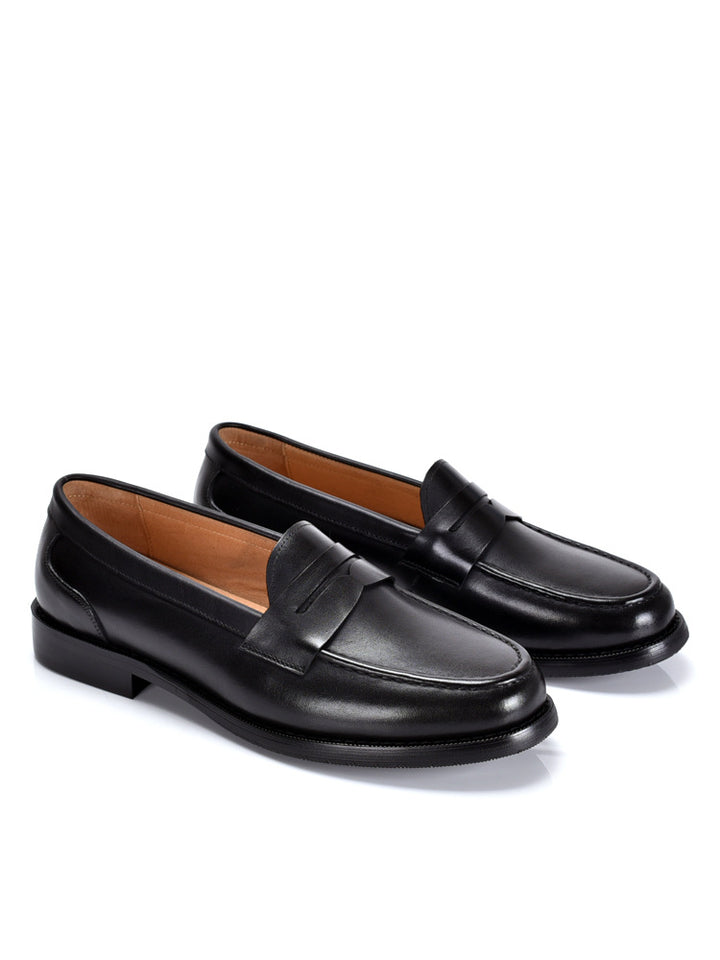 Herren-Ledermokassins – Glatte Schaft, Penny-Riemen &amp; Moc-Toe-Naht