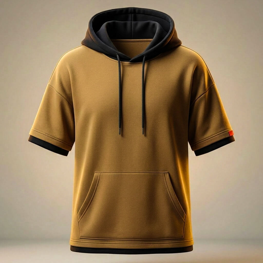 Herren-Kapuzen-T-Shirt aus Baumwolle – Oversize Streetwear Lässiger Schnitt