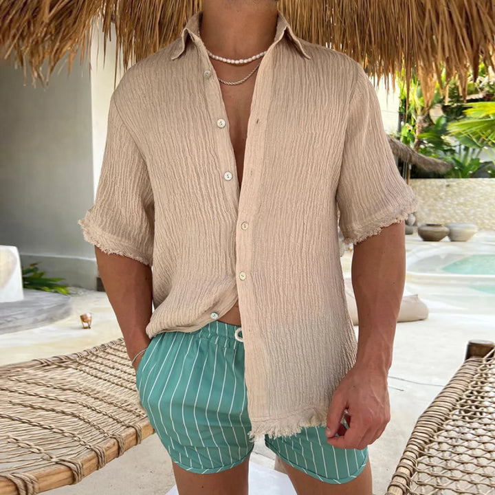 Camicia Uomo in Misto Cotone-Lino – Taglio Casual e Traspirante