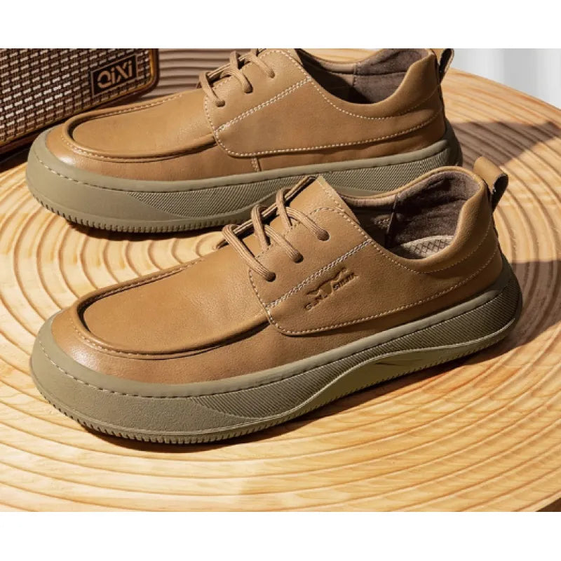Chaussure Homme à Lacets Aspect Cuir – Bout Mocassin Plateforme