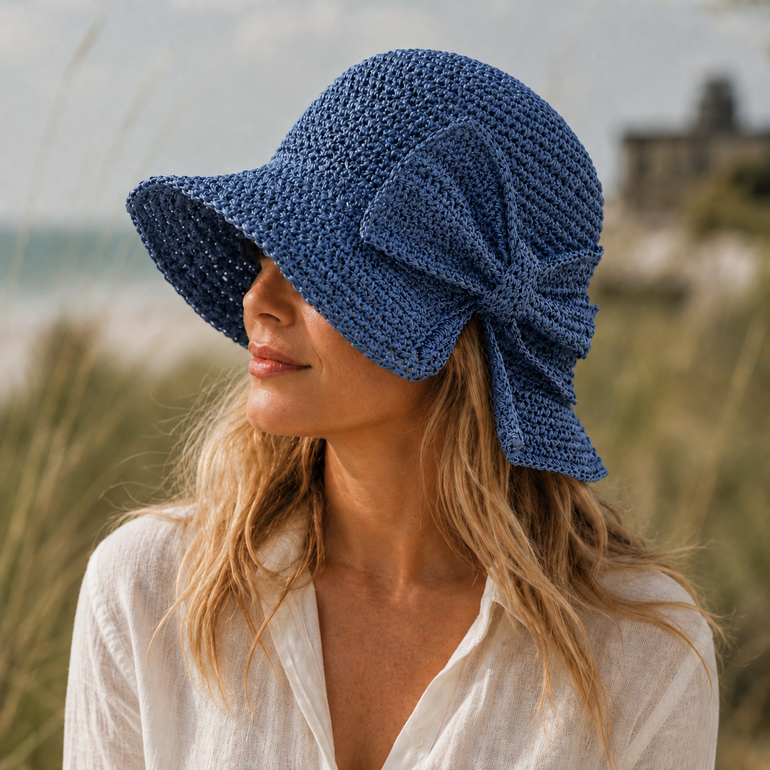 Cappello di Paglia Donna – Tesa Corta e Nodo Intrecciato