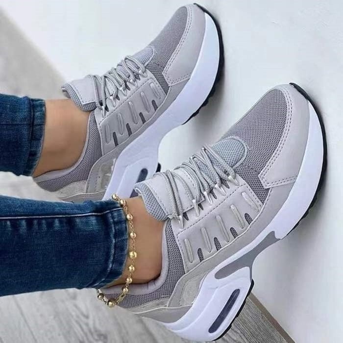 Sneakers donna con plateau e lacci – Suola chunky con cuscinetto d&