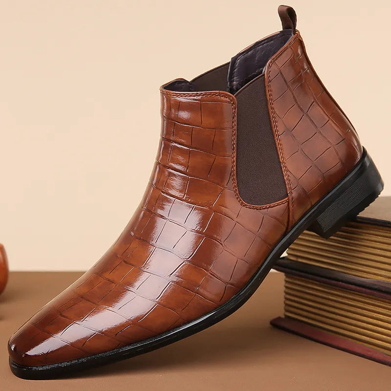 Bottines Chelsea Homme – Finition Brillante, Style Moderne
