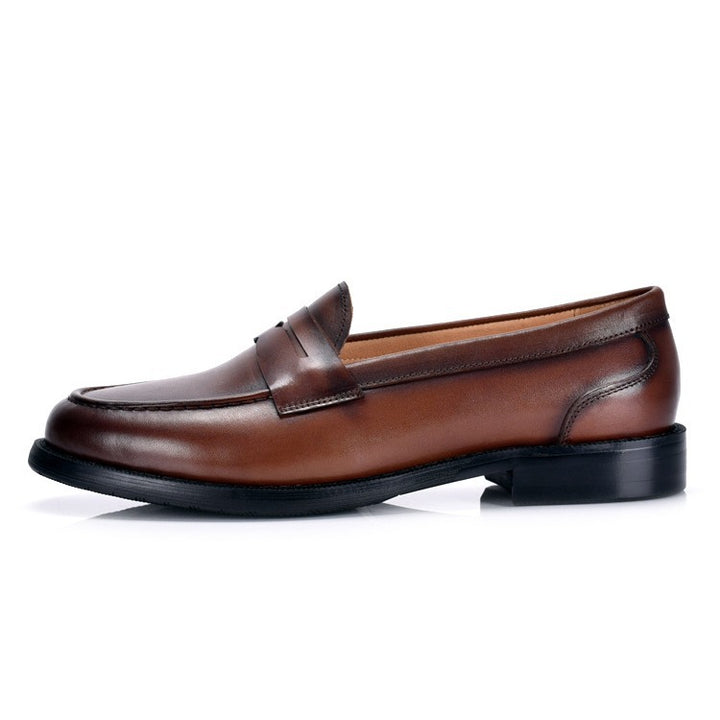 Herren-Ledermokassins – Glatte Schaft, Penny-Riemen &amp; Moc-Toe-Naht